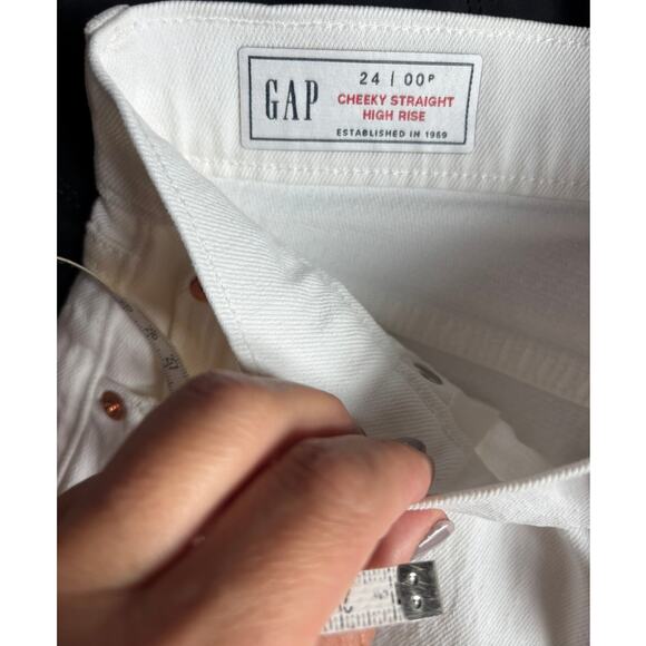 GAP Cheeky Straight High Rise Jeans White Denim Women’s 00P / 24 Petite - Picture 6 of 6